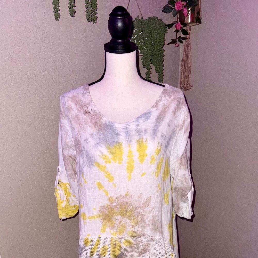 Women’s S Belle France Tie-Dye Boho Tunic (Excellent Condition, Gently Used)